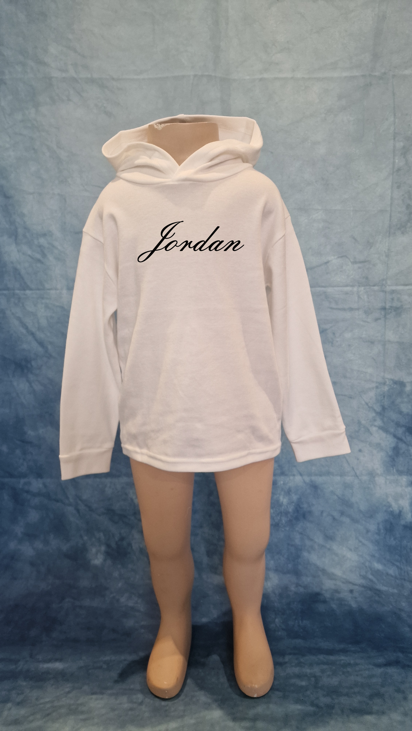 Kids White Cotton Hoodie